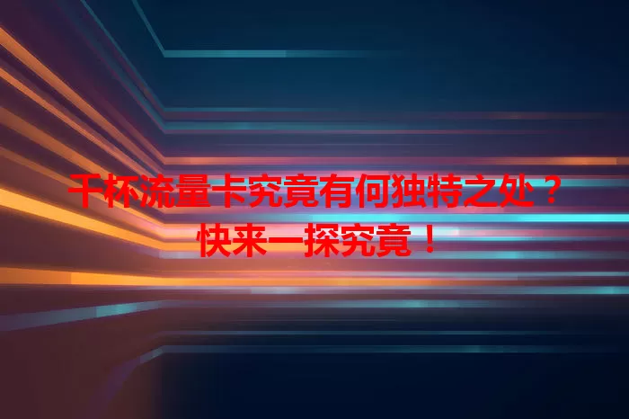 千杯流量卡究竟有何独特之处?快来一探究竟!
