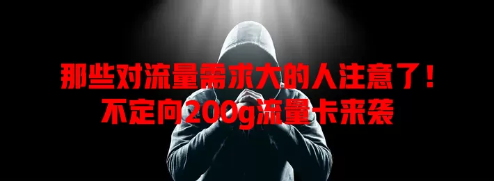 那些对流量需求大的人注意了!不定向200g流量卡来袭