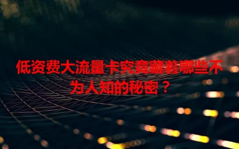低资费大流量卡究竟藏着哪些不为人知的秘密？