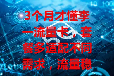 3个月才懂李一流量卡,套餐多适配不同需求,流量稳网速好性价比高!