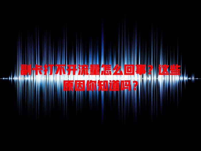 副卡打不开流量怎么回事?这些原因你知道吗?
