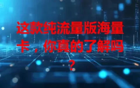 这款纯流量版海量卡，你真的了解吗？