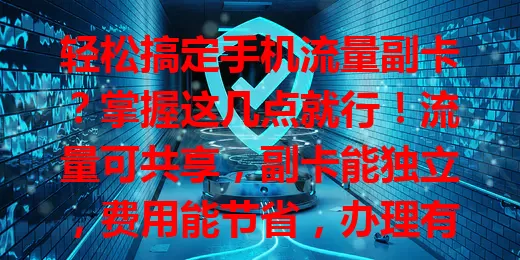 轻松搞定手机流量副卡?掌握这几点就行!流量可共享,副卡能独立,费用能节省,办理有条件,带你尽享便捷通信体验