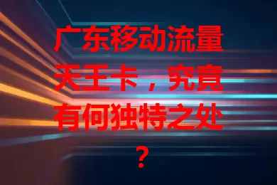 广东移动流量天王卡,究竟有何独特之处?