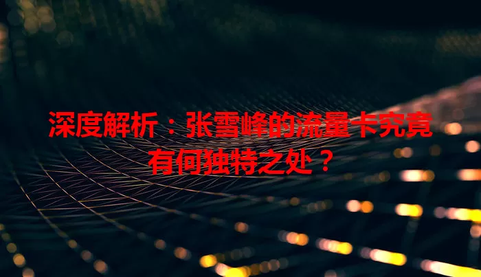 深度解析:张雪峰的流量卡究竟有何独特之处?