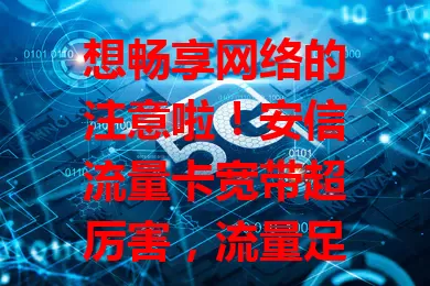 想畅享网络的注意啦!安信流量卡宽带超厉害,流量足、网速快、超稳定,使用便捷还兼容多设备,快来开启优质网络生活!