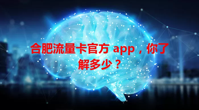 合肥流量卡官方 app,你了解多少?
