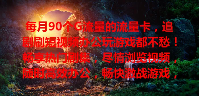 每月90个G流量的流量卡,追剧刷短视频办公玩游戏都不愁!畅享热门剧集,尽情浏览视频,随时高效办公,畅快激战游戏,上网更自由,生活超满足!