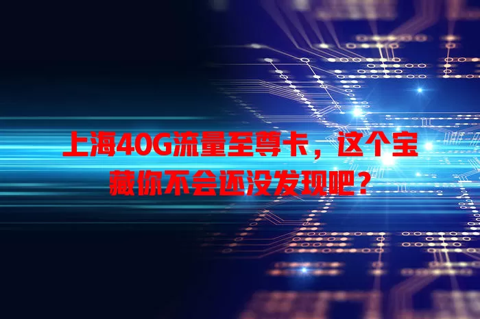 上海40G流量至尊卡,这个宝藏你不会还没发现吧?