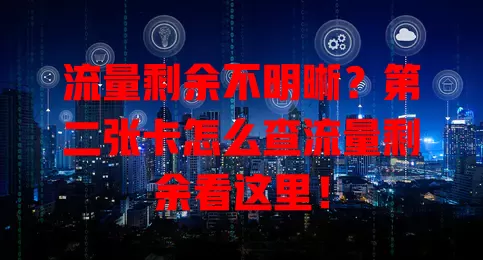 流量剩余不明晰?第二张卡怎么查流量剩余看这里!