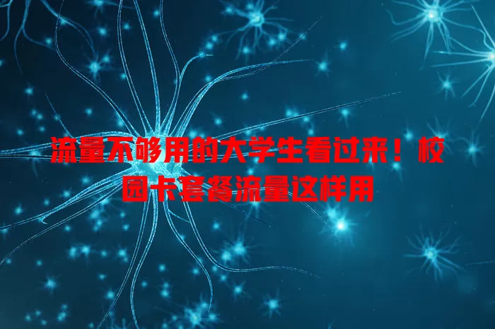 流量不够用的大学生看过来！校园卡套餐流量这样用