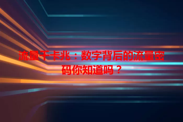 流量千卡兆:数字背后的流量密码你知道吗?