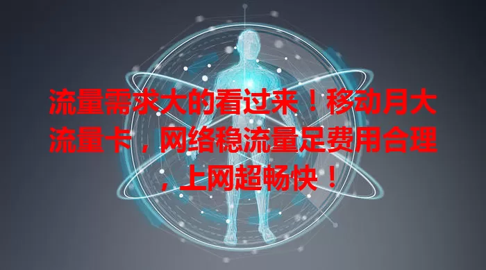 流量需求大的看过来!移动月大流量卡,网络稳流量足费用合理,上网超畅快!