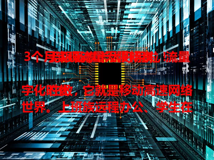 3个月实现流量无限畅享,流量无限畅享卡太好用啦!
在数字化时代,它就是移动高速网络世界。上班族远程办公、学生在线学习、日常出行都受益,告别流量焦虑,畅享网络自由,紧密高效连接世界!