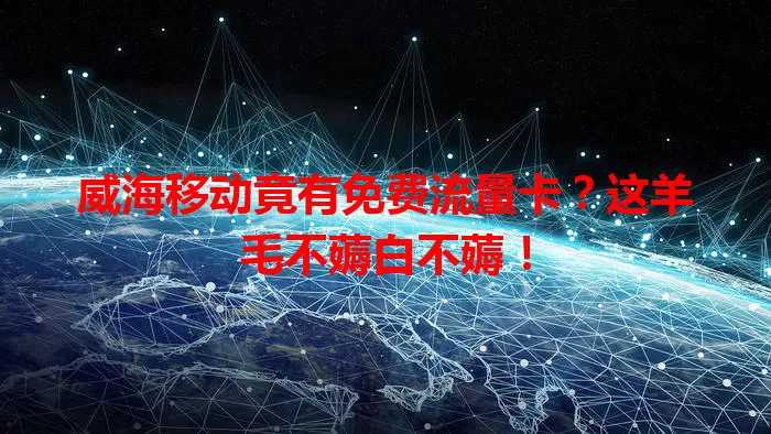 威海移动竟有免费流量卡?这羊毛不薅白不薅!