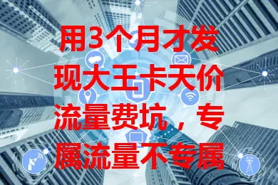用3个月才发现大王卡天价流量费坑,专属流量不专属,计费超复杂,选卡别只看优惠,得摸清规则,引以为戒!