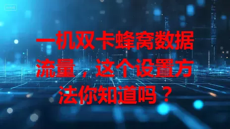 一机双卡蜂窝数据流量,这个设置方法你知道吗?