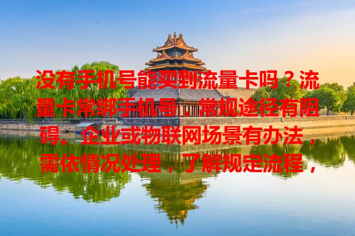 没有手机号能买到流量卡吗?流量卡常绑手机号,常规途径有阻碍。企业或物联网场景有办法,需依情况处理,了解规定流程,与运营商沟通找方案。