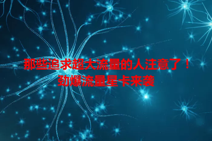 那些追求超大流量的人注意了!劲爆流量星卡来袭