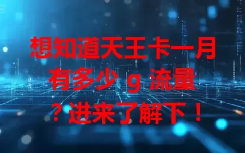 想知道天王卡一月有多少 g 流量？进来了解下！