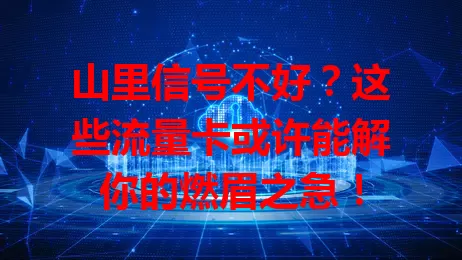 山里信号不好?这些流量卡或许能解你的燃眉之急!