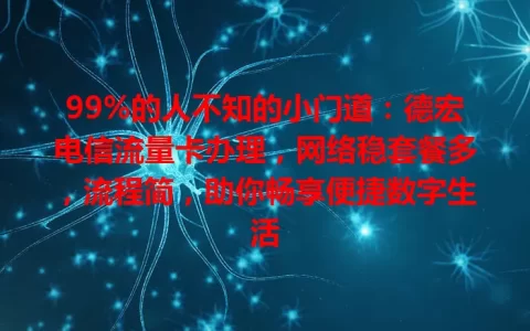 99%的人不知的小门道：德宏电信流量卡办理，网络稳套餐多，流程简，助你畅享便捷数字生活