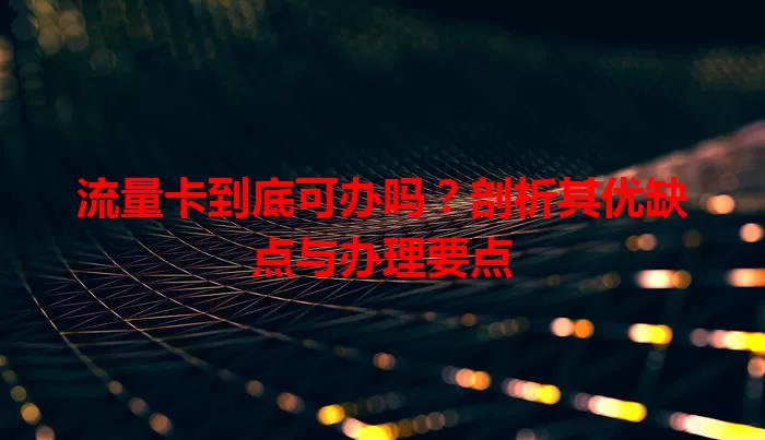 流量卡到底可办吗?剖析其优缺点与办理要点