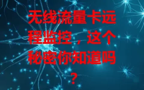 无线流量卡远程监控，这个秘密你知道吗？