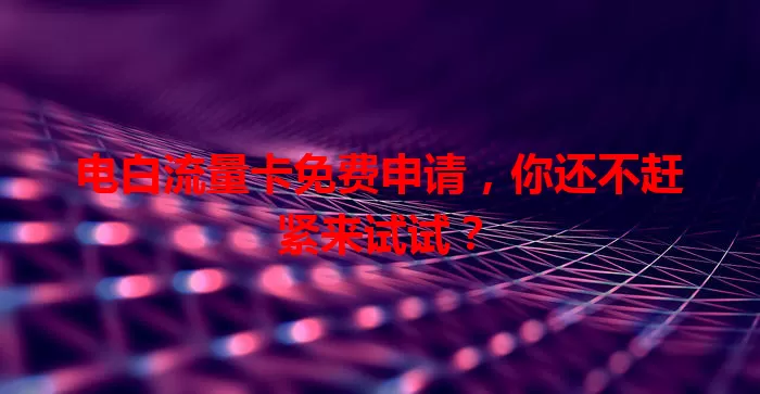 电白流量卡免费申请,你还不赶紧来试试?