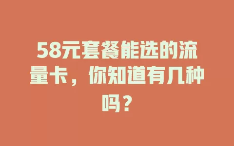 58元套餐能选的流量卡,你知道有几种吗?