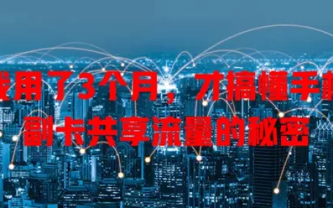 我用了3个月，才搞懂手机副卡共享流量的秘密