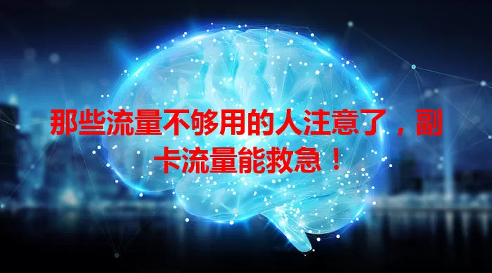 那些流量不够用的人注意了,副卡流量能救急!