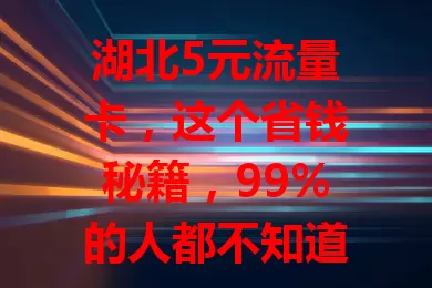 湖北5元流量卡,这个省钱秘籍,99%的人都不知道