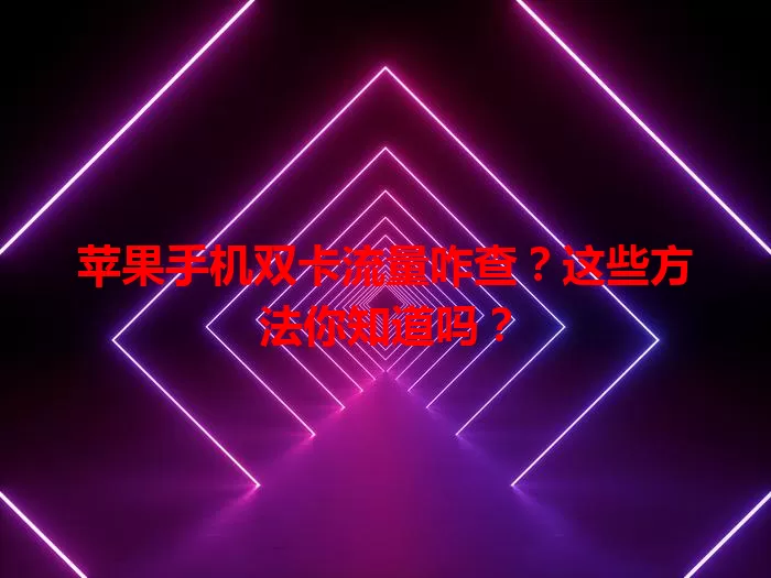 苹果手机双卡流量咋查?这些方法你知道吗?