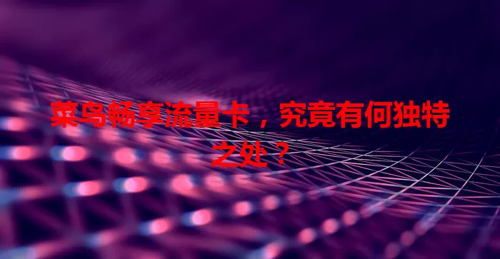 菜鸟畅享流量卡,究竟有何独特之处?