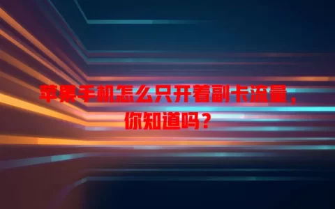 苹果手机怎么只开着副卡流量，你知道吗？
