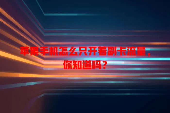 苹果手机怎么只开着副卡流量,你知道吗?