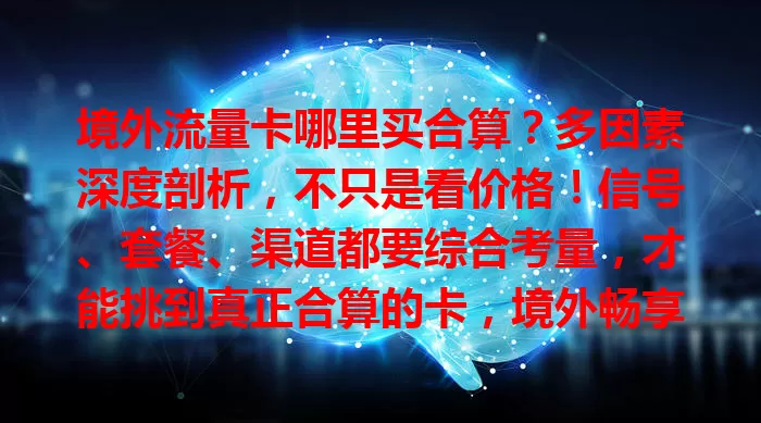 境外流量卡哪里买合算?多因素深度剖析,不只是看价格!信号、套餐、渠道都要综合考量,才能挑到真正合算的卡,境外畅享网络!