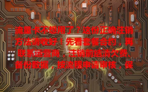 流量卡不想用了？这份正确注销方法请收好！先看套餐合约，再联系运营商，注销前结清欠费、备份数据，按流程申请审核，保障权益，轻松搞定注销。