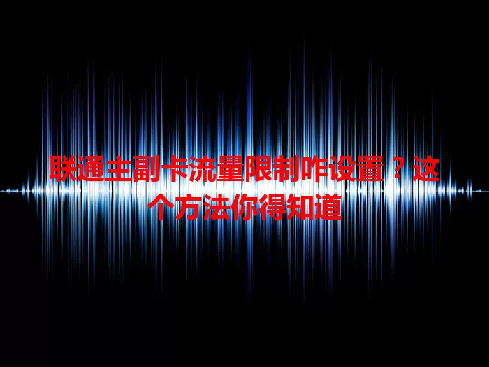 联通主副卡流量限制咋设置?这个方法你得知道