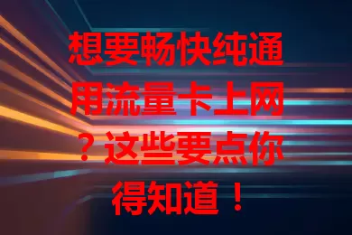 想要畅快纯通用流量卡上网?这些要点你得知道!