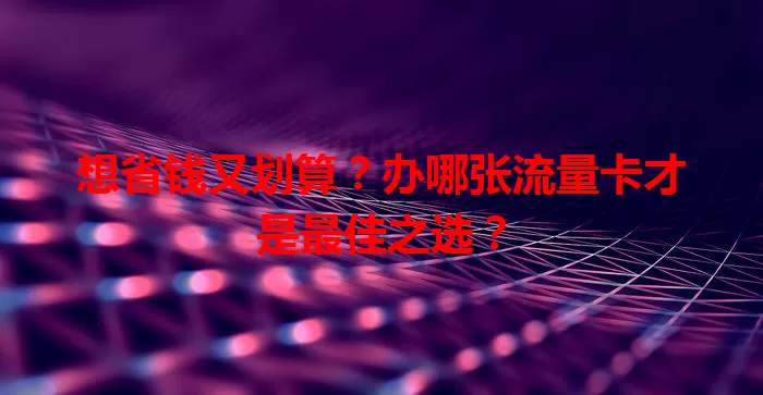 想省钱又划算?办哪张流量卡才是最佳之选?