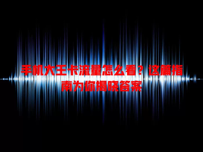 手机大王卡流量怎么看?这篇指南为你揭晓答案