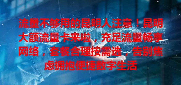 流量不够用的昆明人注意!昆明大额流量卡来啦,充足流量畅享网络,套餐合理按需选,告别焦虑拥抱便捷数字生活