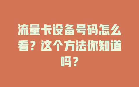 流量卡设备号码怎么看?这个方法你知道吗?