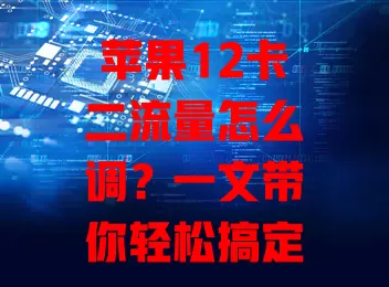 苹果12卡二流量怎么调?一文带你轻松搞定!