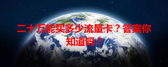 二十万能买多少流量卡?答案你知道吗?