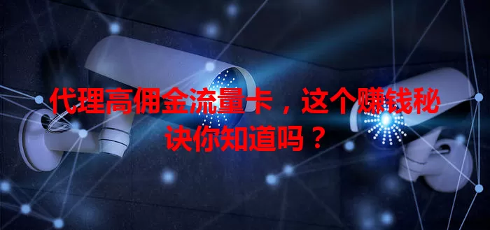 代理高佣金流量卡,这个赚钱秘诀你知道吗?