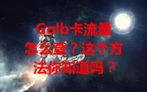 Golb卡流量怎么查？这个方法你知道吗？