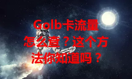 Golb卡流量怎么查?这个方法你知道吗?